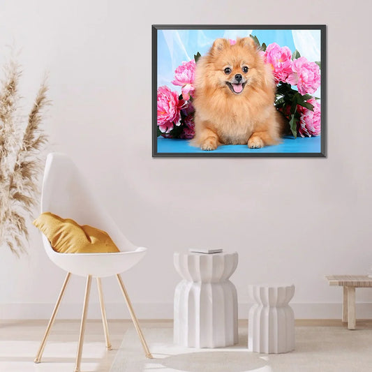 Flower Dog Pomeranian | Diamond Painting