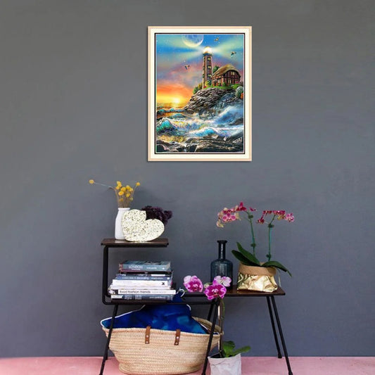 Lighthouse At Sunset | Diamond Painting