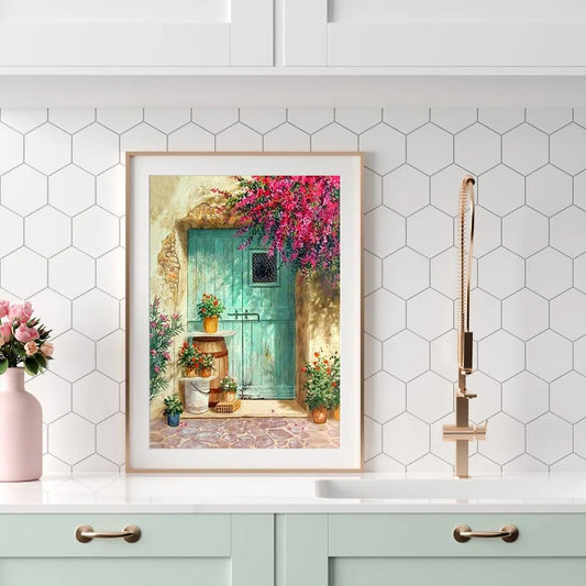 Red Flowers At The Door | Diamond Painting