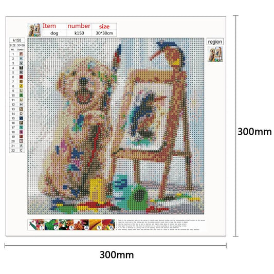 Yellow Labrador Dog Is Painting | Diamond Painting