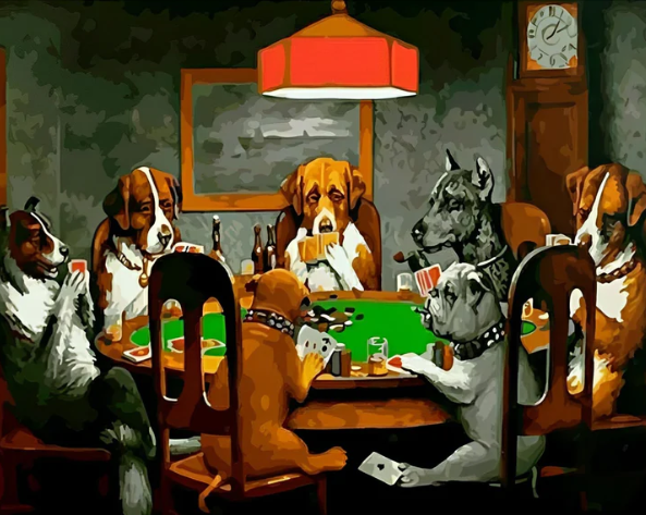 Dogs Playing Poker | Cross Stitch Embroidery