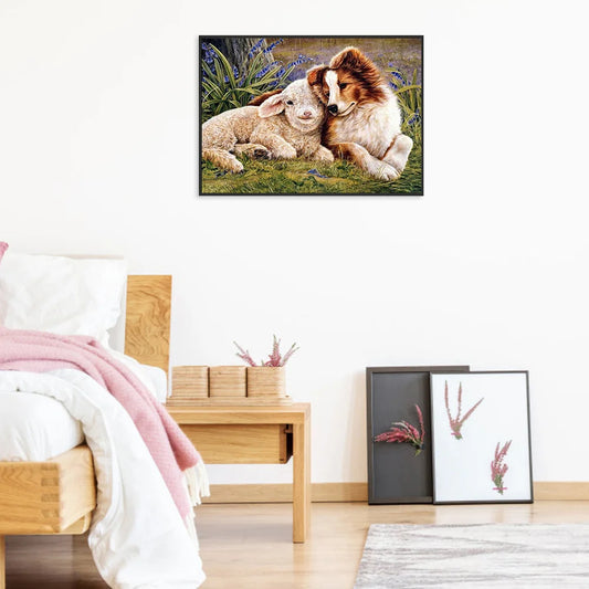 Sheep And Dog Australian Shepherd | Diamond Painting