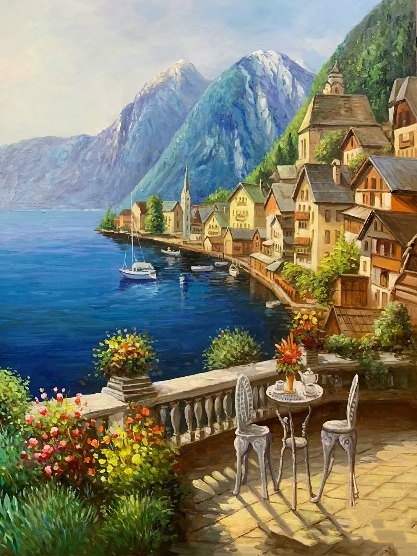Balcony With Sea View | Cross Stitch Embroidery