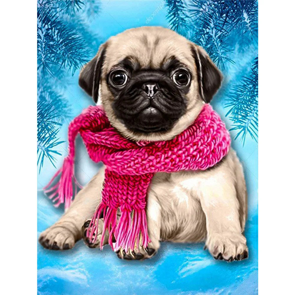 Scarf Dog Pug | Cross Stitch Embroidery