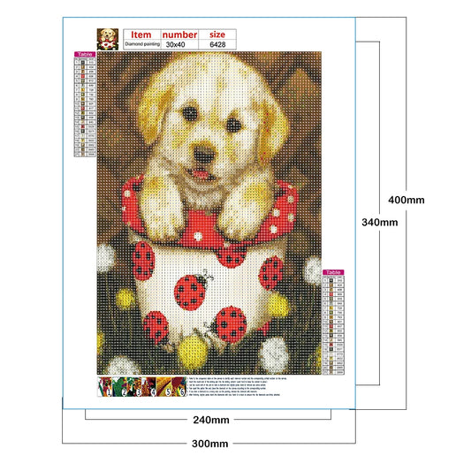 Flowerpot Dog Golden Retriever | Diamond Painting