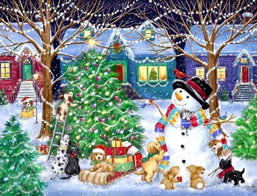 Animal Snowman Christmas | Cross Stitch Embroidery