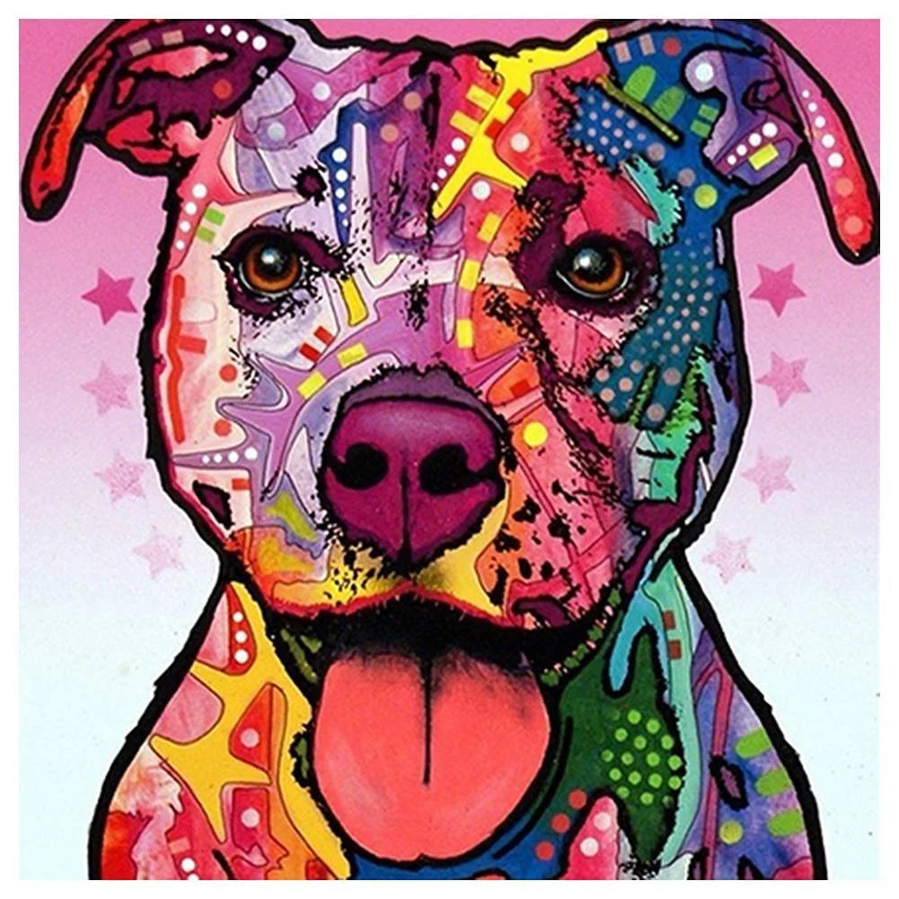 Colorful Dog Pit Bull | Cross Stitch Embroidery