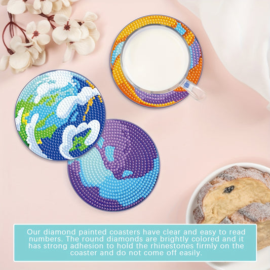 Diy 8pcs/set Diamond Painting Coasters with Holder