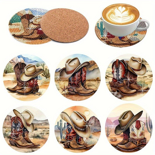 Diy 6pcs/set Pumpkin Cow Gnome Diamond Painting Coasters with Holder