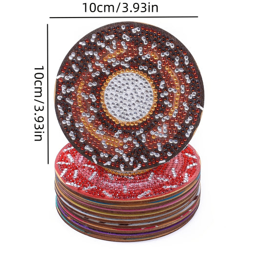 Diy 10pcs/set Donut Diamond Painting Coasters with Holder