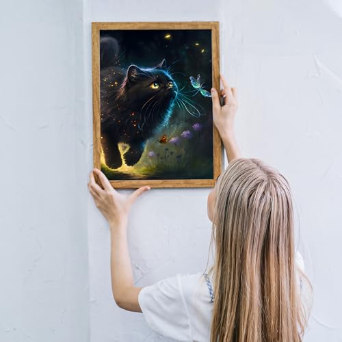 Black Midnight Cat with Butterfly | Diamond Painting