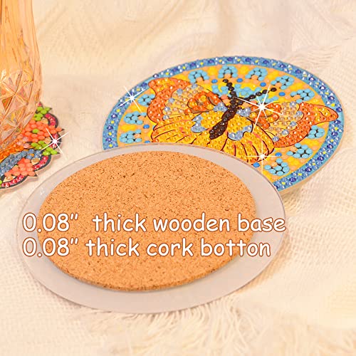 Diy 8pcs/set Bird Owl Butterfly Animal Diamond Painting Coasters with Holder