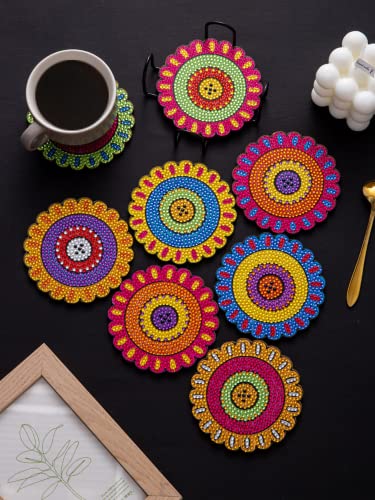 Diy 8pcs/set Girl Diamond Painting Coasters with Holder