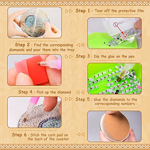 Diy 8pcs/set Ocean Life Diamond Painting Coasters with Holder