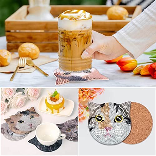 Diy 8pcs/set Diamond Painting Coasters with Holder