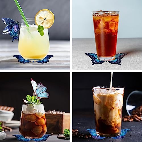 Diy 8pcs/set Butterfly Diamond Painting Coasters with Holder