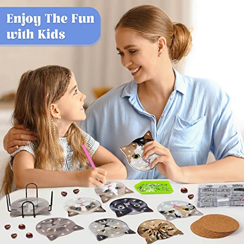 Diy 8pcs/set Diamond Painting Coasters with Holder