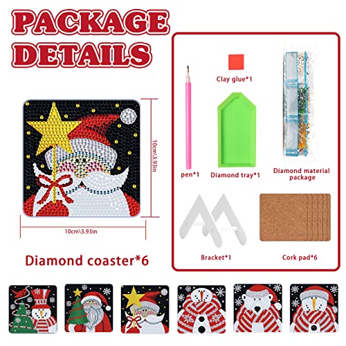 Diy 6pcs/set Gnome Christmas Diamond Painting Coasters with Holder