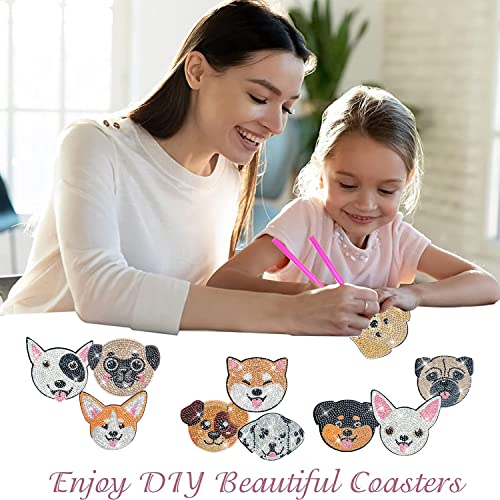 Diy 10pcs/set Dog Diamond Painting Coasters with Holder