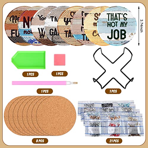 Diy 8pcs/set Diamond Painting Coasters with Holder