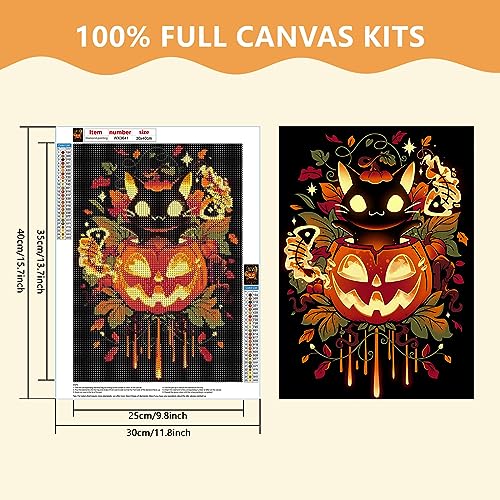 Pumpkin Black Midnight Cat Halloween | Diamond Painting