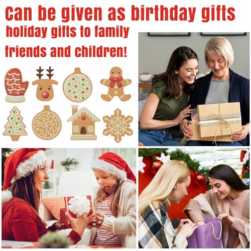 Diy 8pcs/set Christmas Diamond Painting Coasters with Holder