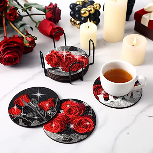 Diy 8pcs/set Diamond Painting Coasters with Holder