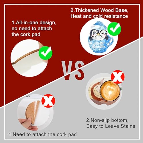 Diy 10pcs/set Penguin Diamond Painting Coasters with Holder