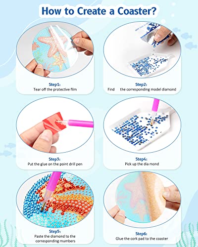 Diy 8pcs/set Diamond Painting Coasters with Holder