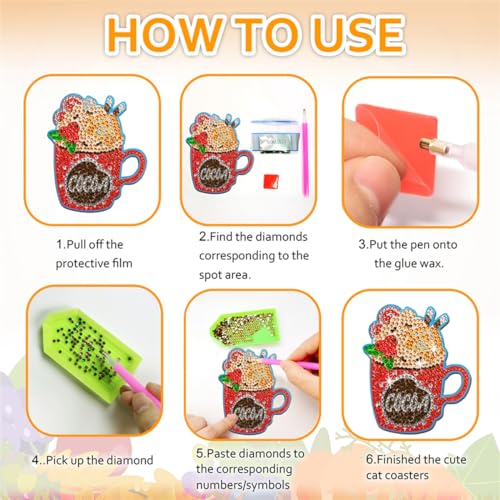 Diy 10pcs/set Christmas Diamond Painting Coasters with Holder
