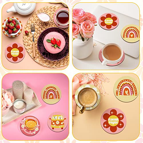 Diy 8pcs/set Butterfly Diamond Painting Coasters with Holder