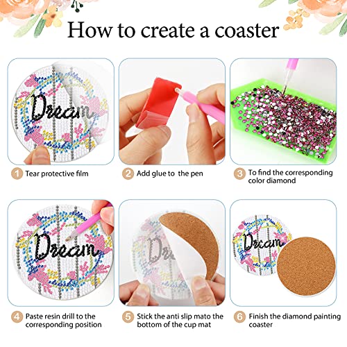 Diy 8pcs/set Diamond Painting Coasters with Holder