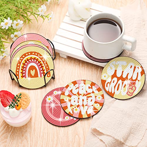Diy 8pcs/set Butterfly Diamond Painting Coasters with Holder