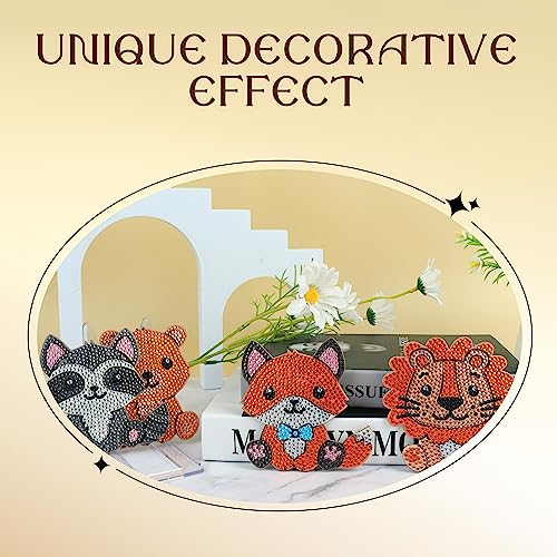 Diy 8pcs/set Animal Diamond Painting Coasters with Holder