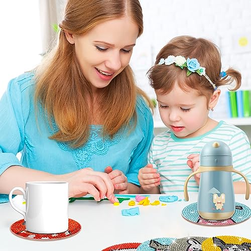 Diy 8pcs/set Dog Diamond Painting Coasters with Holder