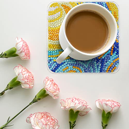 Diy 8pcs/set Diamond Painting Coasters with Holder