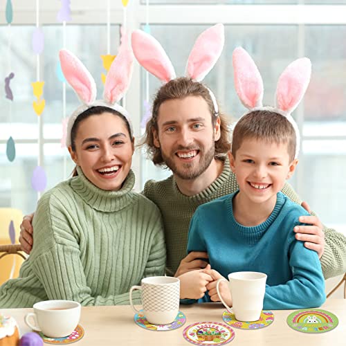 Diy 8pcs/set Easter Diamond Painting Coasters with Holder