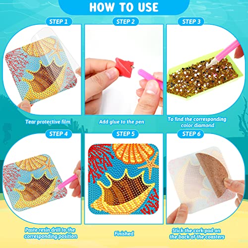 Diy 8pcs/set Animal Diamond Painting Coasters with Holder