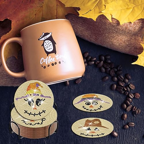 Diy 8pcs/set Diamond Painting Coasters with Holder