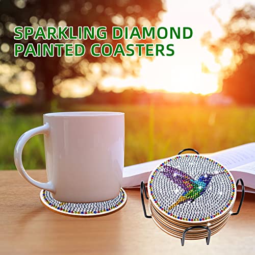 Diy 10pcs/set Bird Diamond Painting Coasters with Holder
