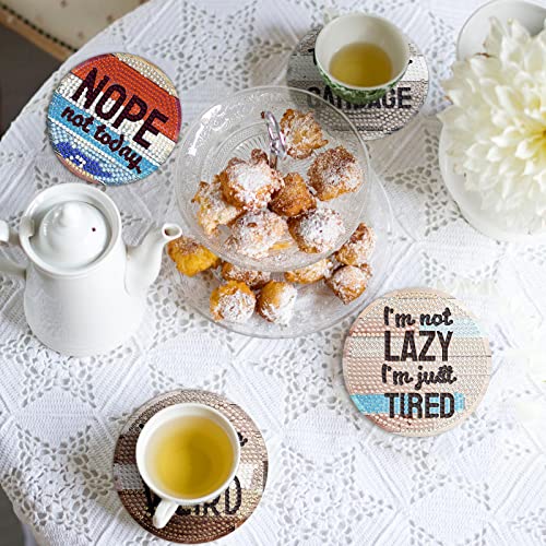 Diy 8pcs/set Diamond Painting Coasters with Holder