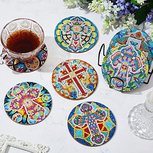 Diy 8pcs/set Girl Diamond Painting Coasters with Holder