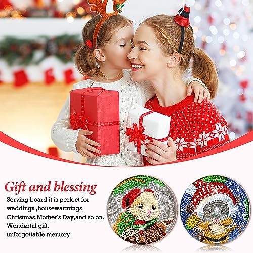 Diy 8pcs/set Christmas Diamond Painting Coasters with Holder
