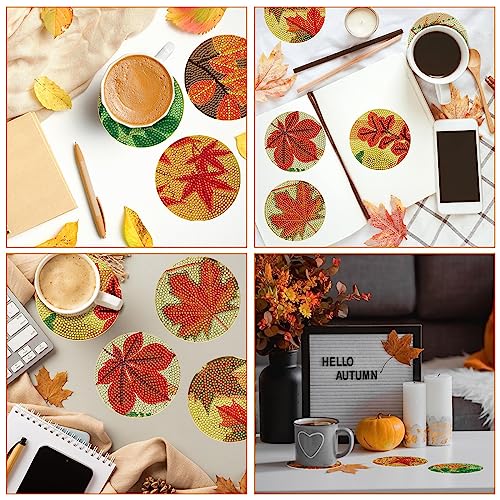 Diy 8pcs/set Diamond Painting Coasters with Holder