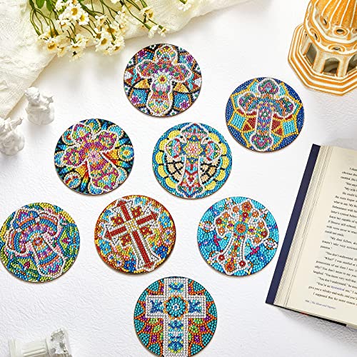 Diy 8pcs/set Girl Diamond Painting Coasters with Holder