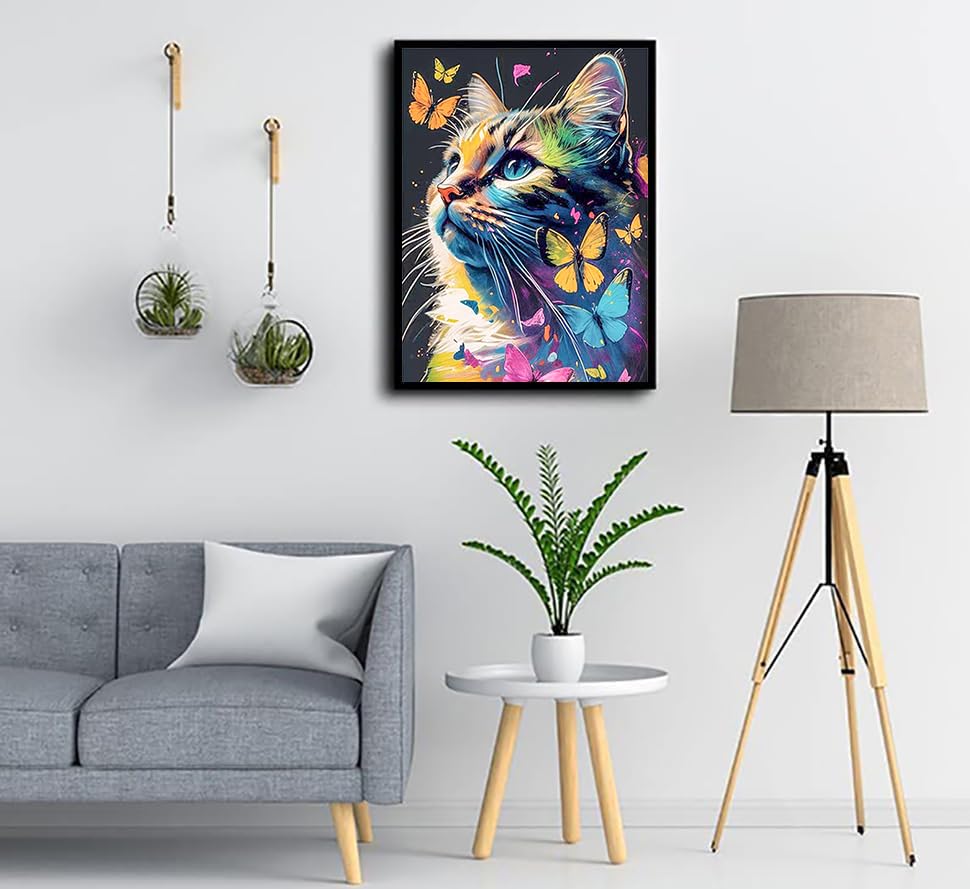 Midnight Cat with Butterfly | Diamond Painting