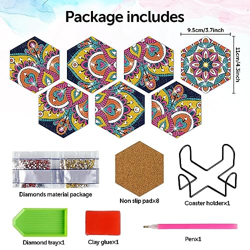 Diy 7Pcs Diamond Painting Coasters with Holder