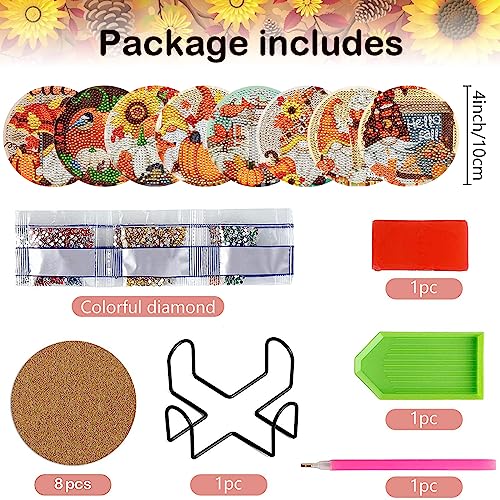 Diy 8pcs/set Diamond Painting Coasters with Holder