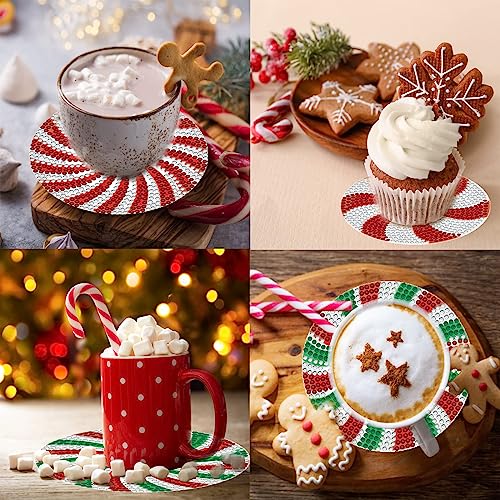 Diy 8pcs/set Christmas Diamond Painting Coasters with Holder