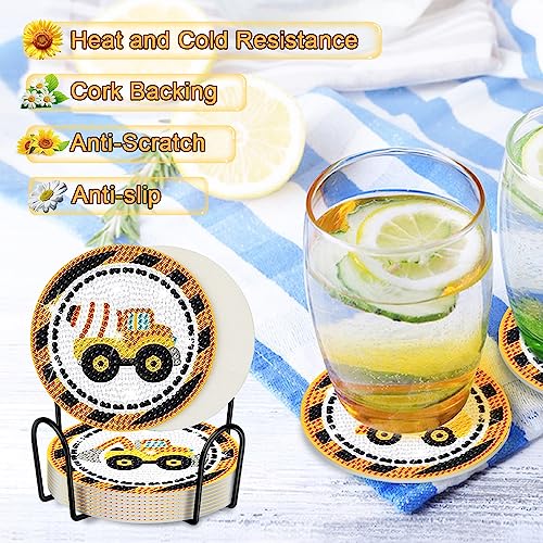 Diy 8pcs/set Diamond Painting Coasters with Holder